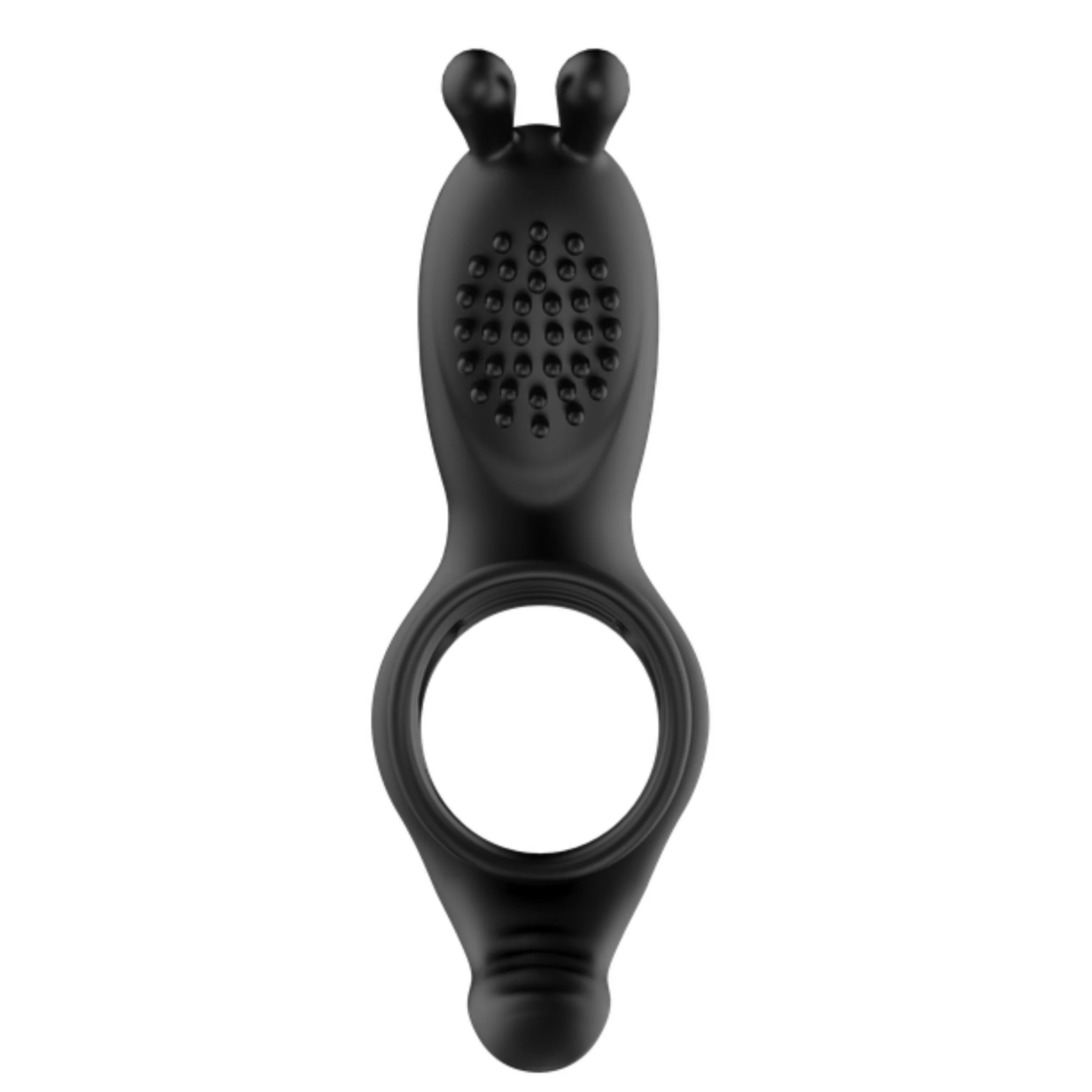 Silicone Vibrating Rabbit Cock Ring with Ball Tickler
