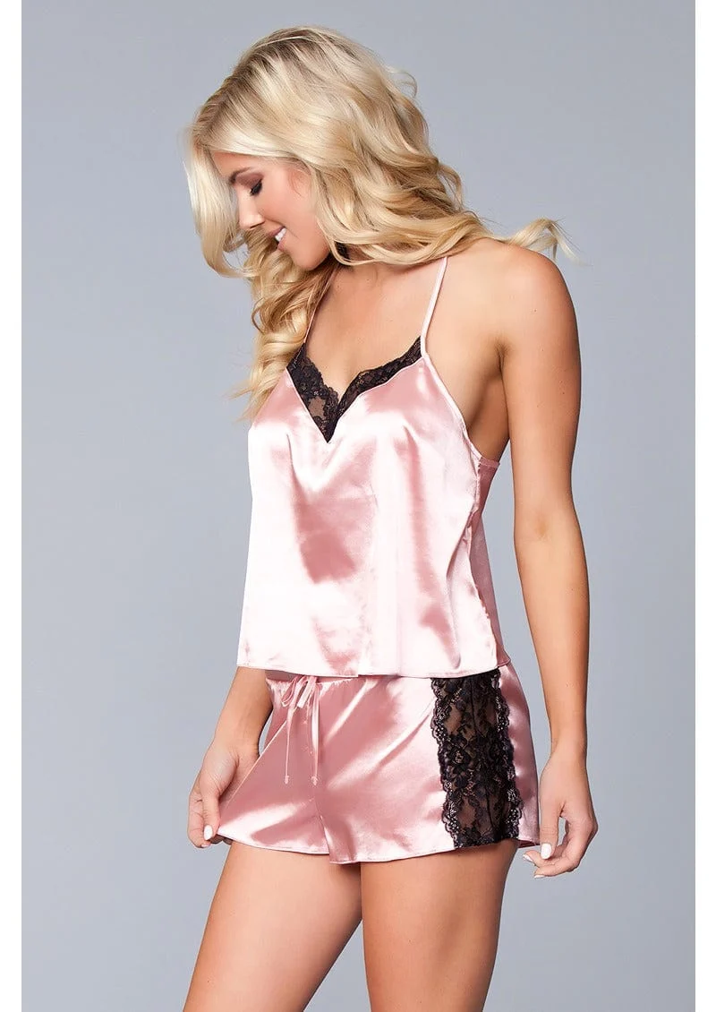 Jasmina Satin Cami and Short Set with Lace Trim
