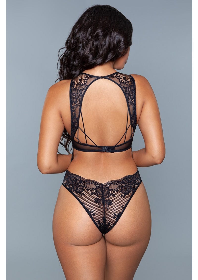 Davina Lace and Mesh Bodysuit with Underwire Support