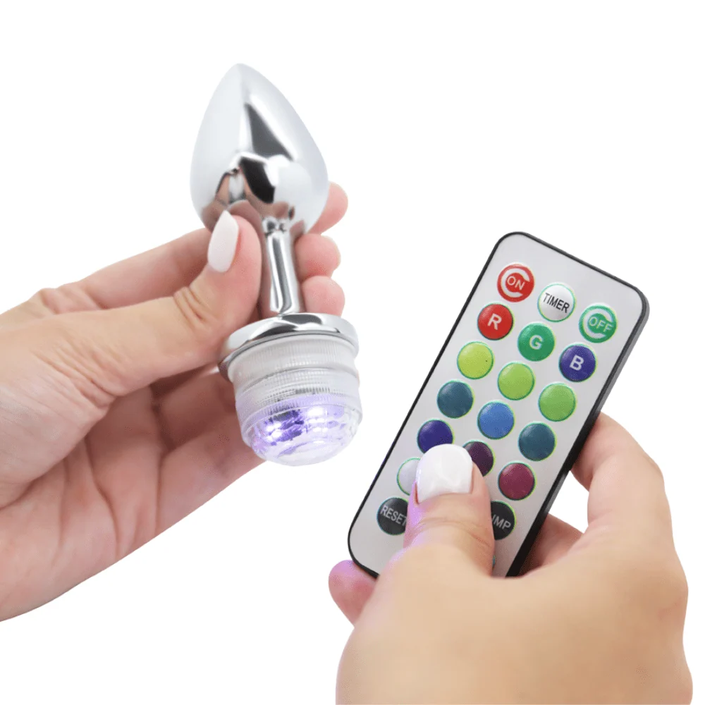Light-Up Metal Anal Plug with Remote