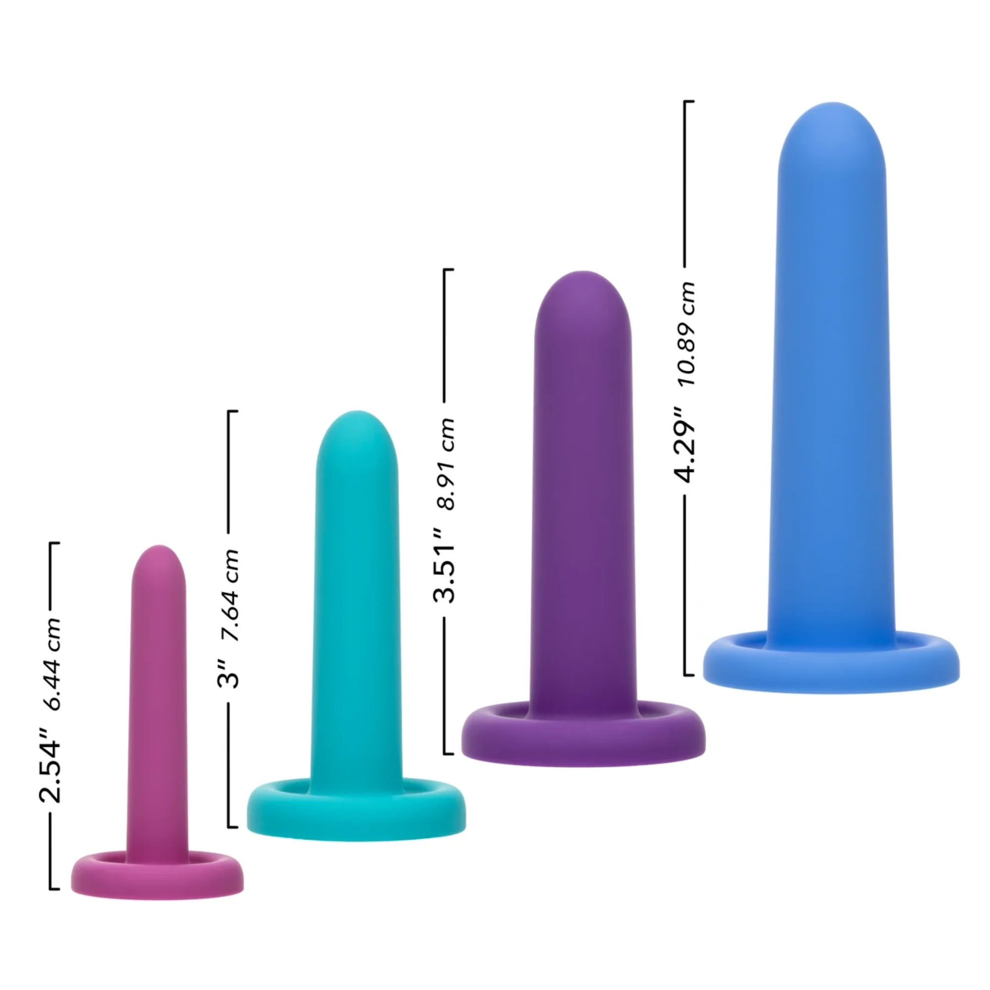 Beginner's Silicone Dilators Set with 4 Progressive Sizes and Suction Base