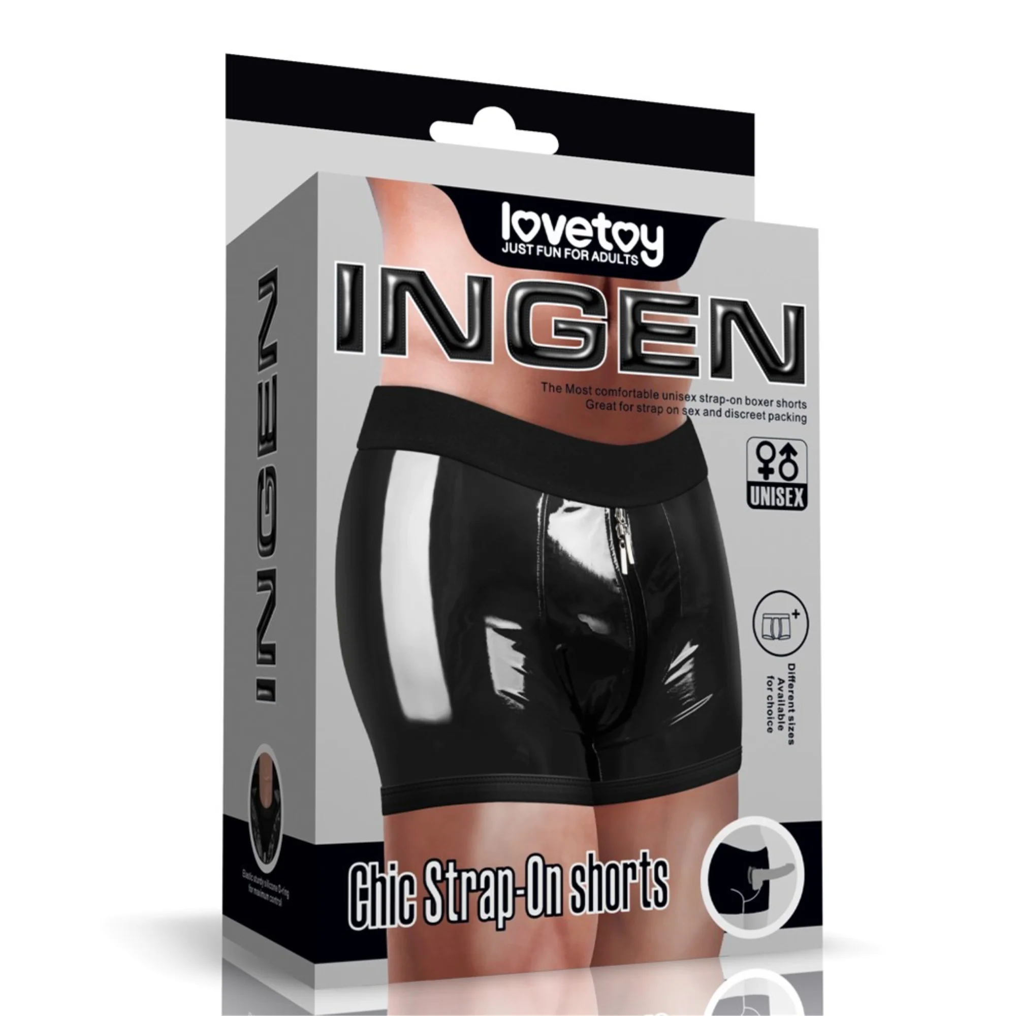 INGEN Chic Strap-On Shorts Faux Leather Packing Shorts with O-Ring