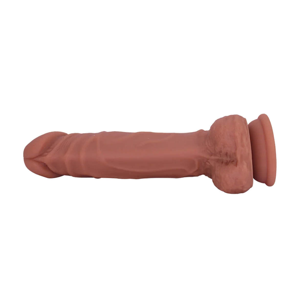 Brown Realistic Suction Cup Dildo With Balls For Hands-Free Play