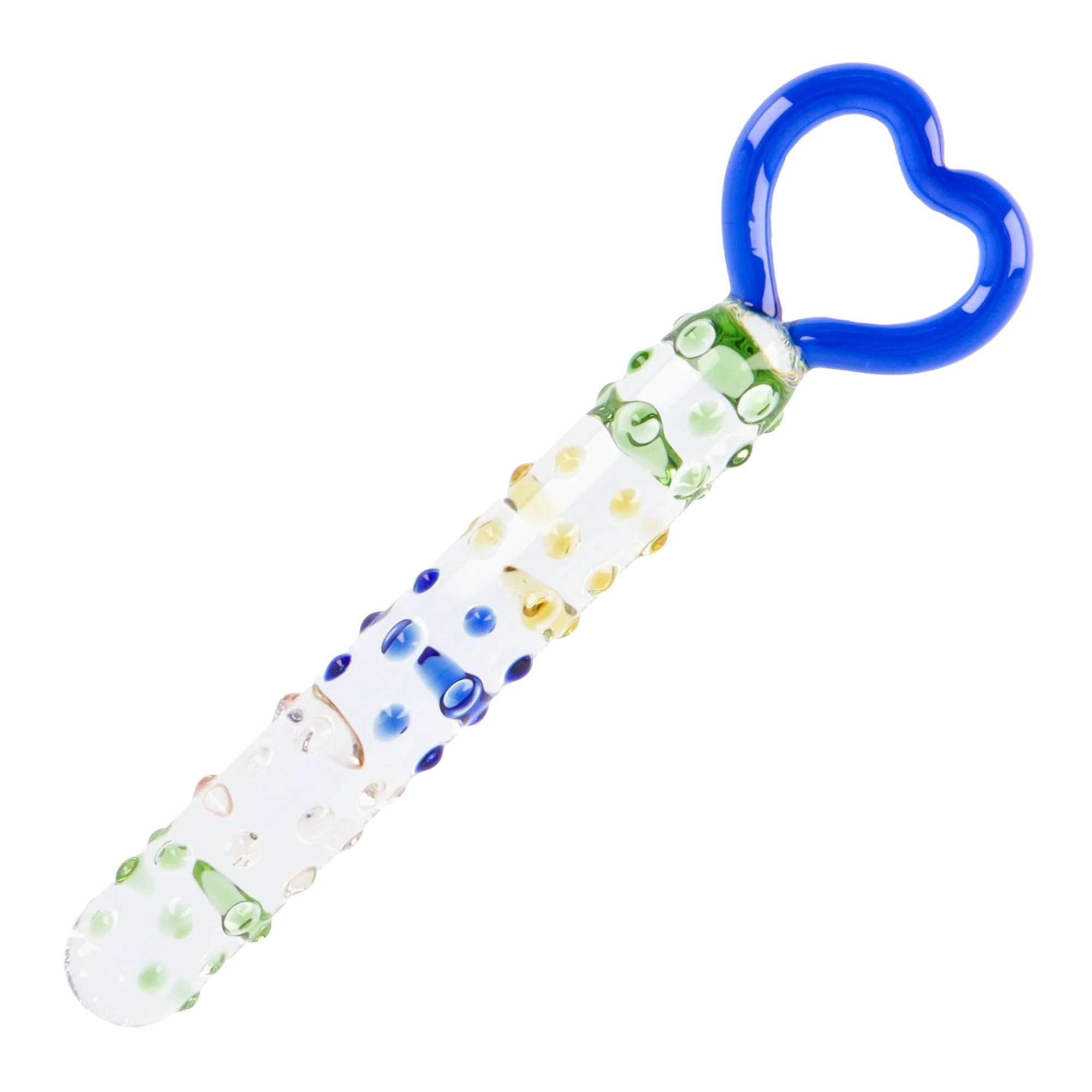 Crystal Glass Dildo With Heart Handle for G-Spot Pleasure