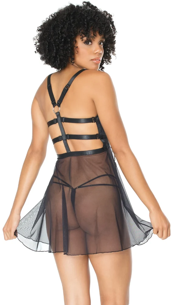 Coquette Sheer Babydoll Lingerie Set with G-String Panty