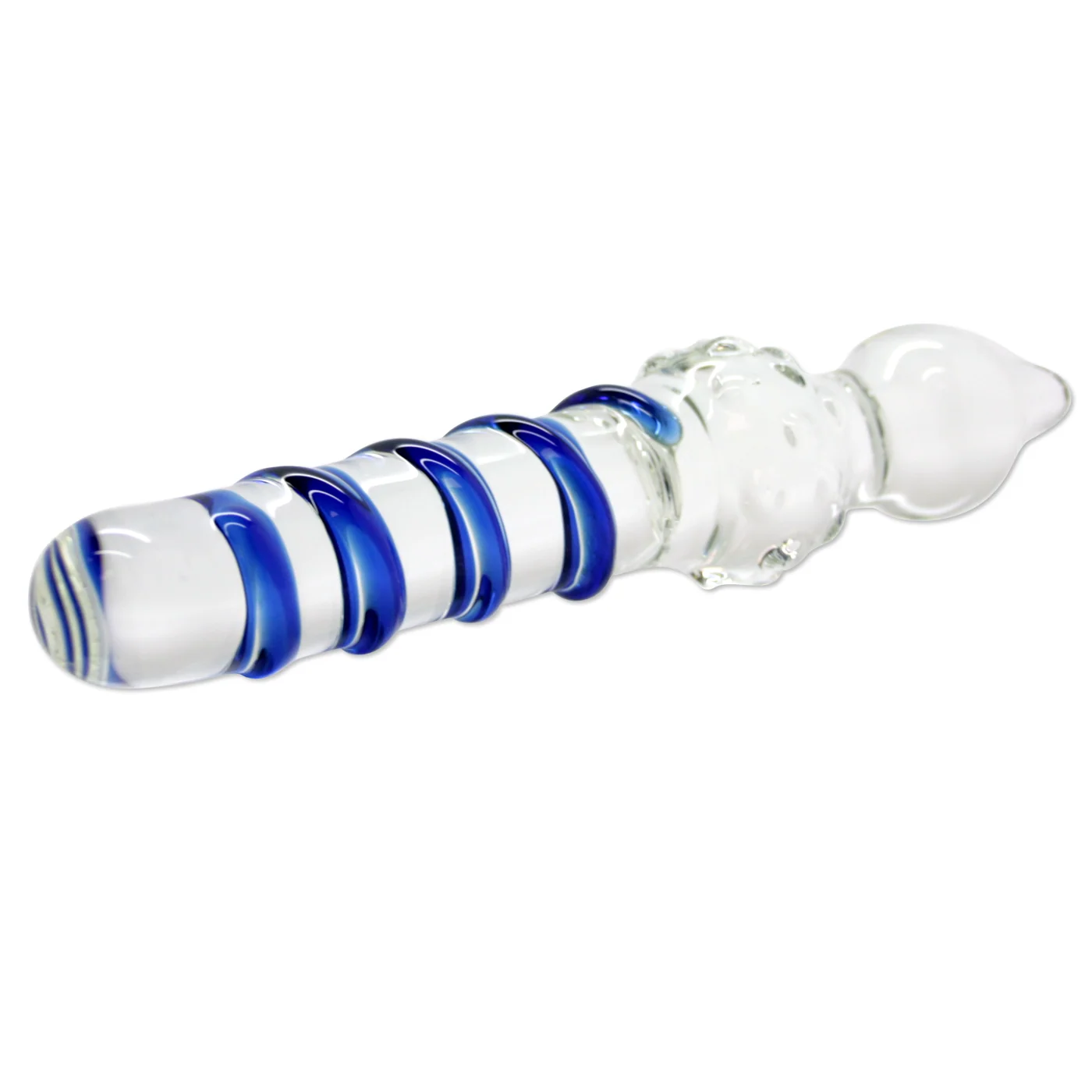 Dual Ended Glass Dildo With Beaded and Swirled Textures