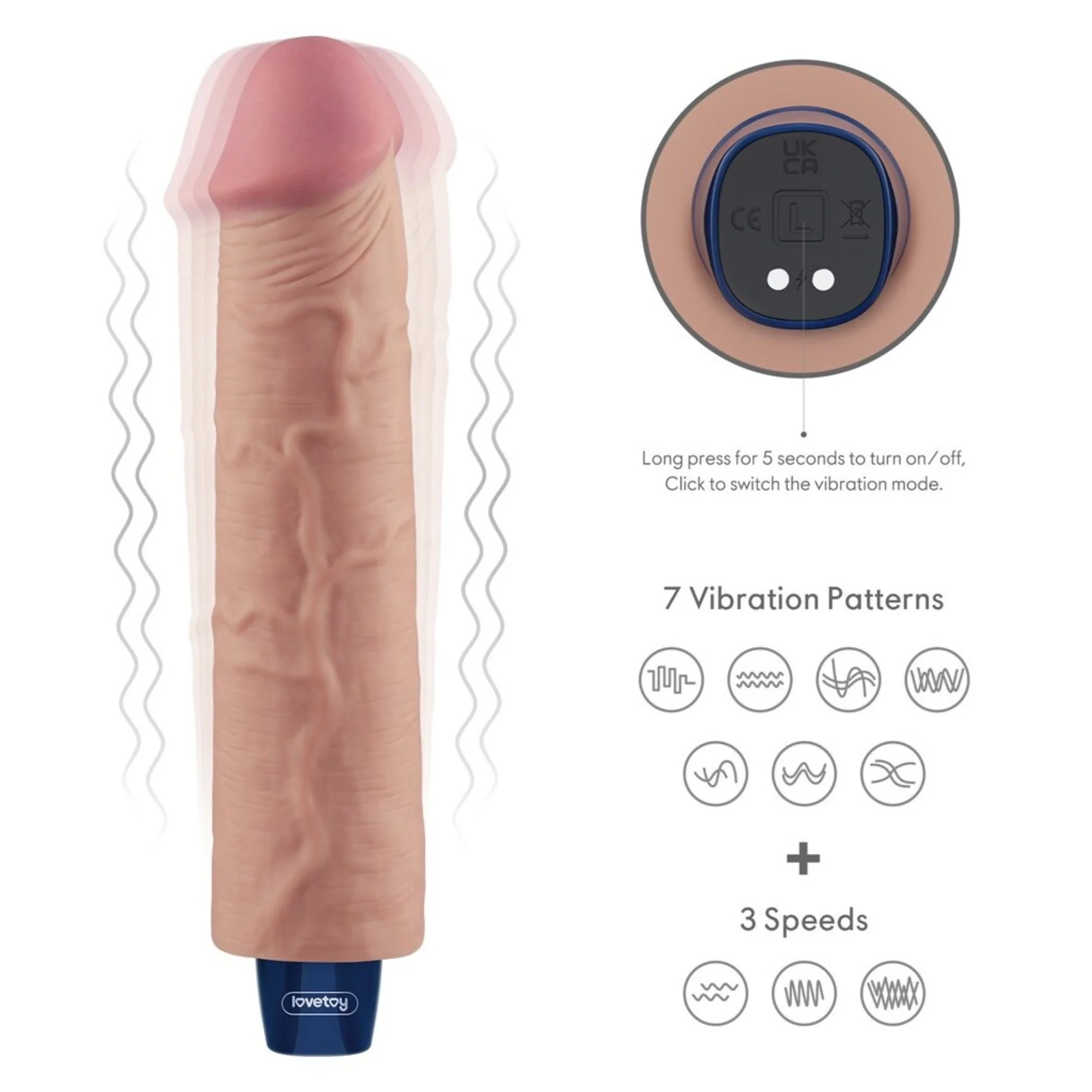 9.5" Realistic Waterproof Dildo Vibe - Feel This Girthy Shaft Fill You With Intense Vibrations!