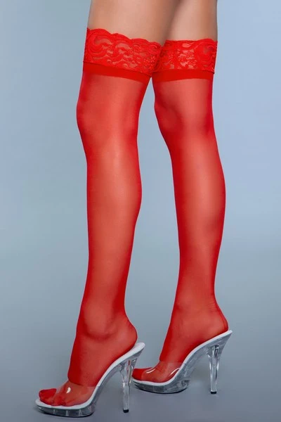 BeWicked Keep A Secret Sheer Lace Top Thigh High Stockings With Backseam