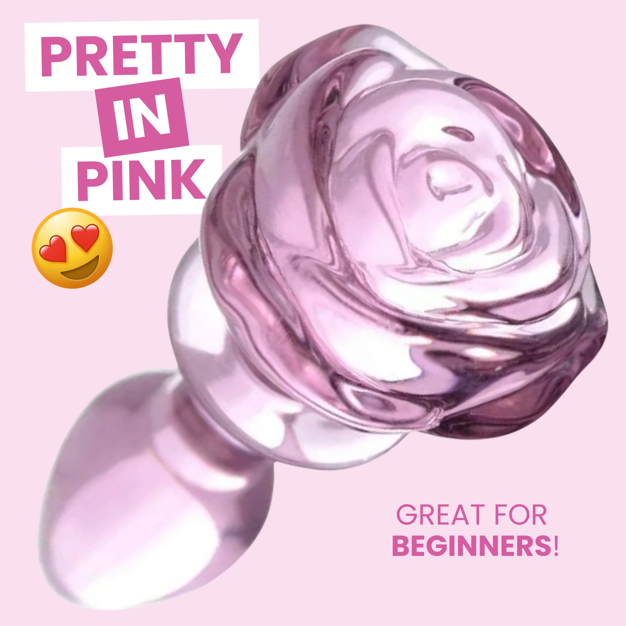 Bloom Rose Glass Anal Plug for Beginners and Temperature Play