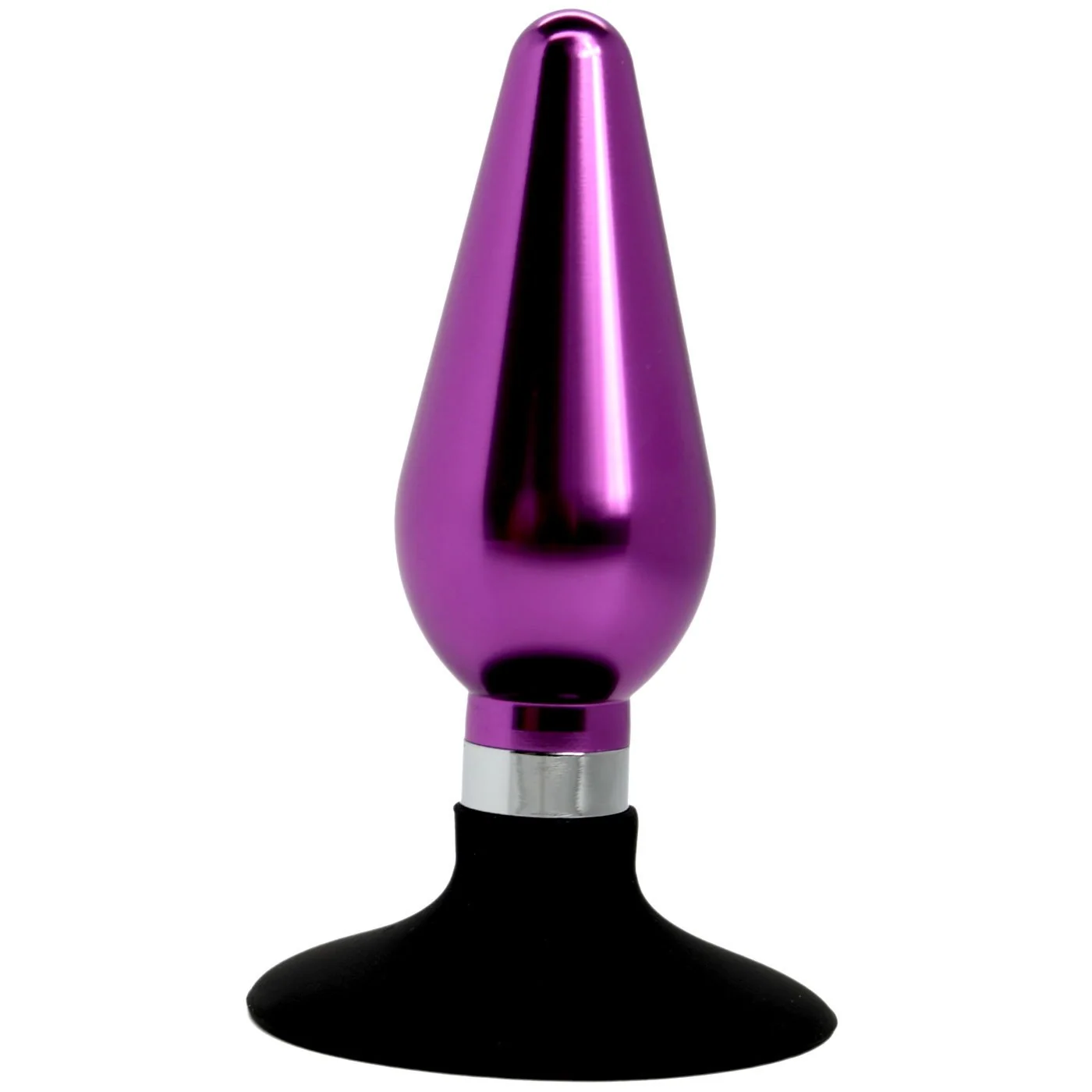 Tapered Metal Anal Plug with Silicone Base for Weighted Fullness