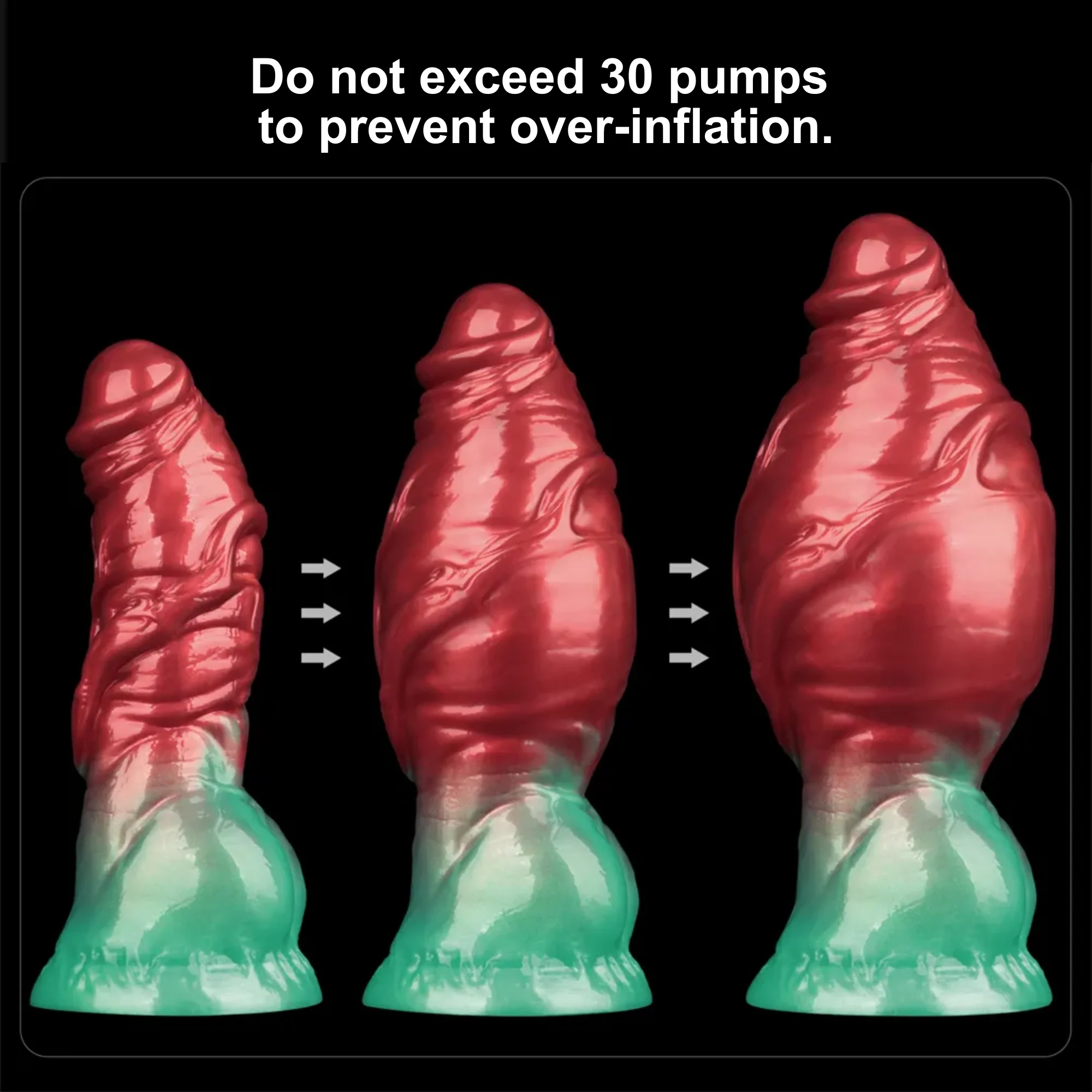 Inflatable Fantasy Dildo with Squeeze Pump for Stretching and Gaping