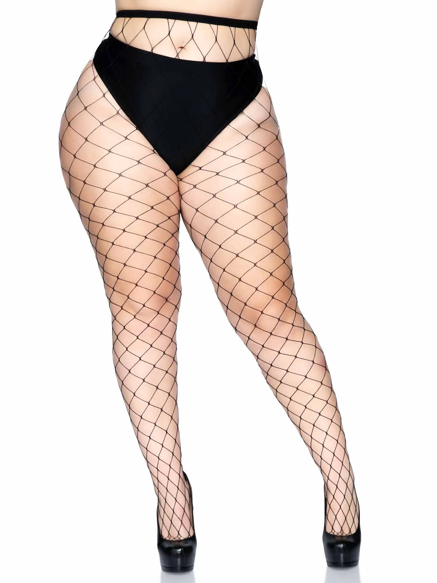 Fence Net Pantyhose with Soft Elastic Waistband