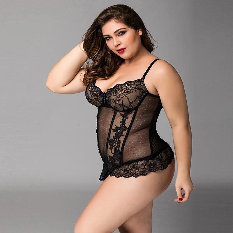 Black Sheer Lace Corset in Queen Size