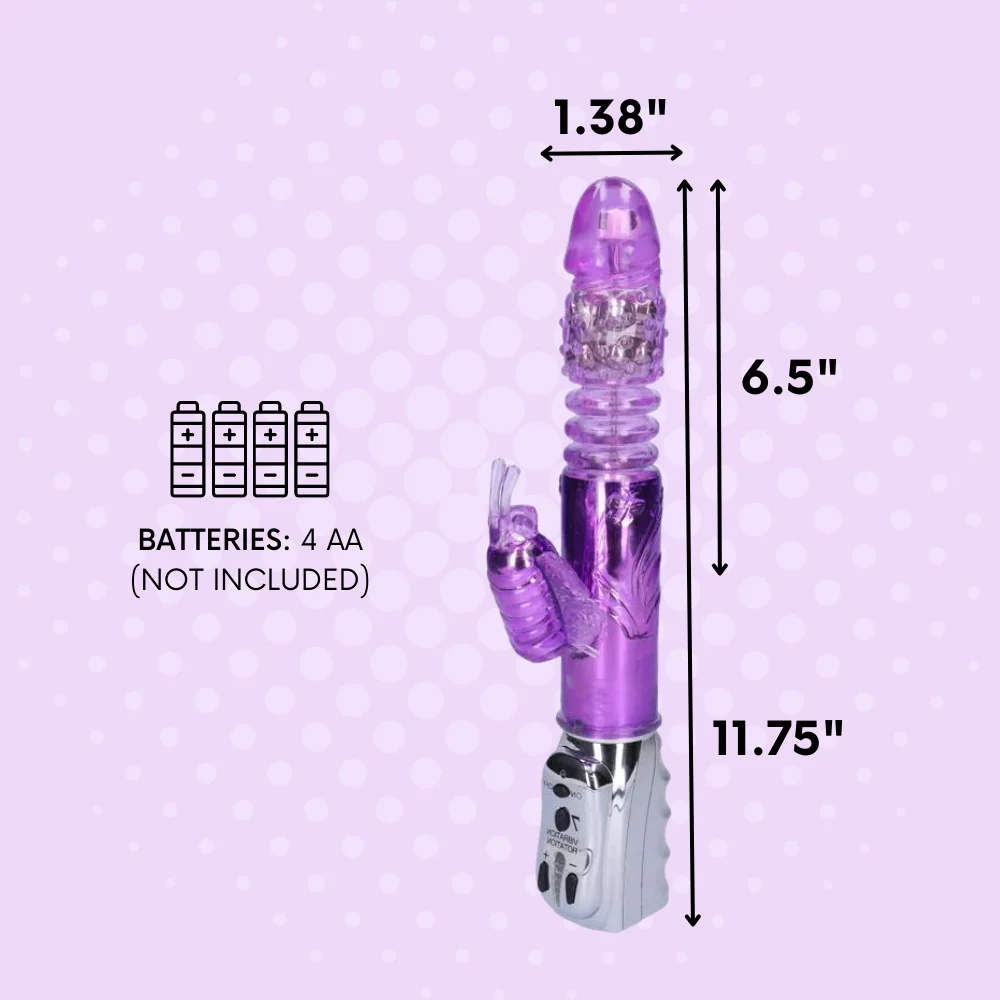 Aura Butterfly Thrusting and Rotating Dual-Action Vibrator