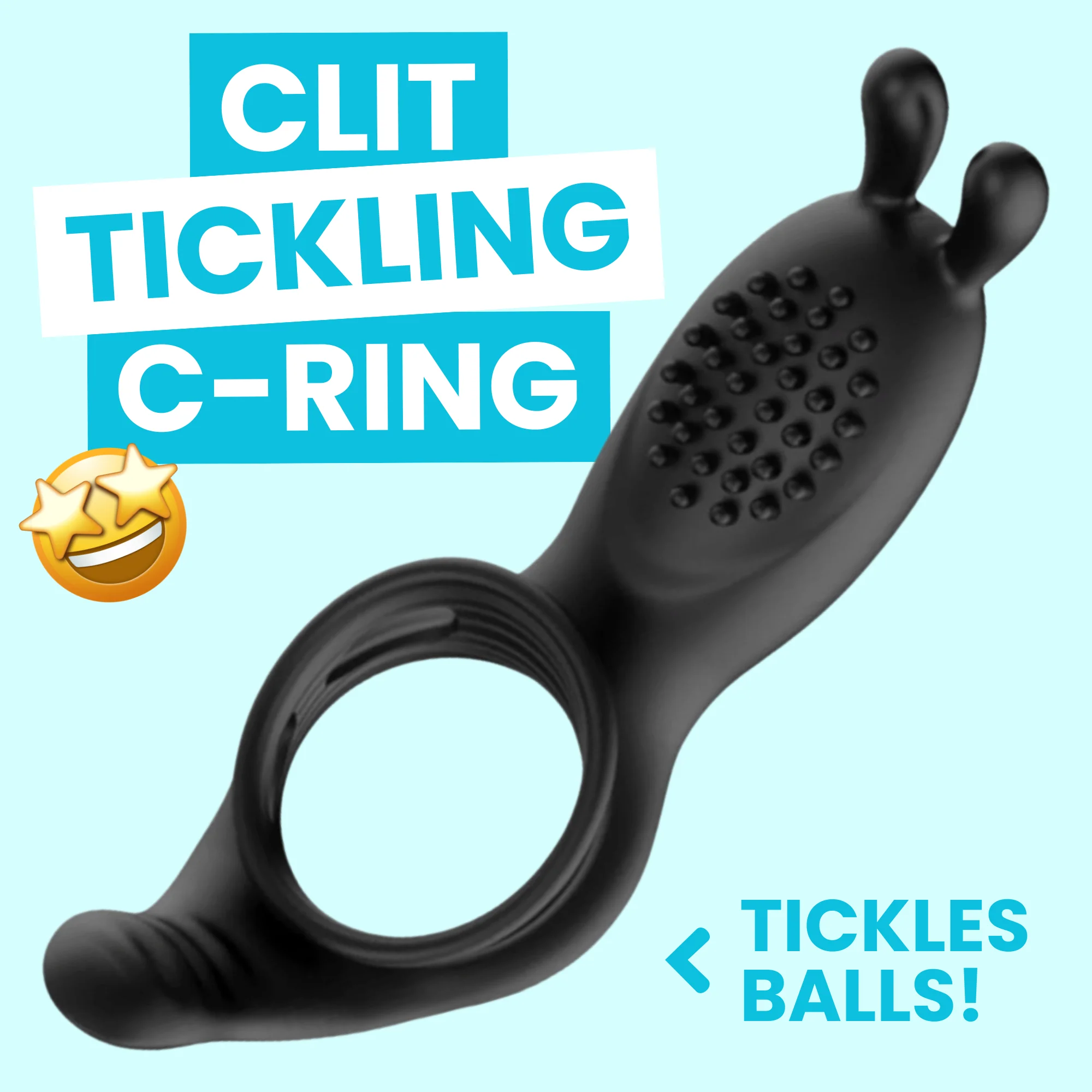 Silicone Vibrating Rabbit Cock Ring with Ball Tickler