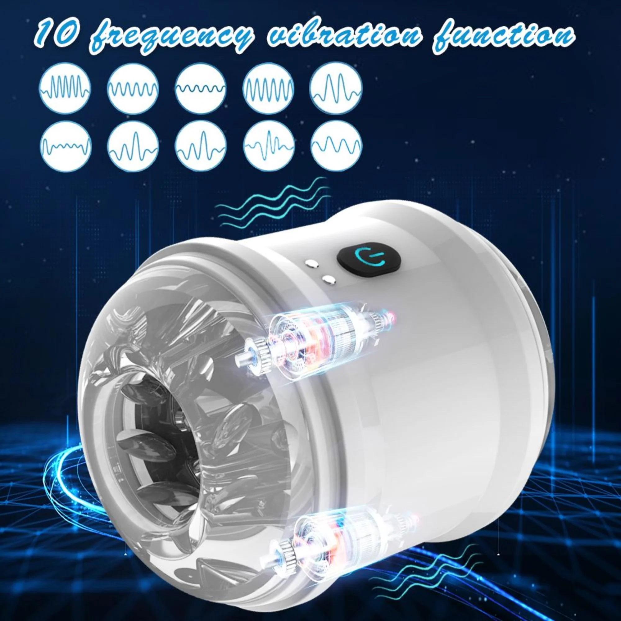 Open-Ended Vibrating Male Masturbator with Nubby Jelly Sleeve