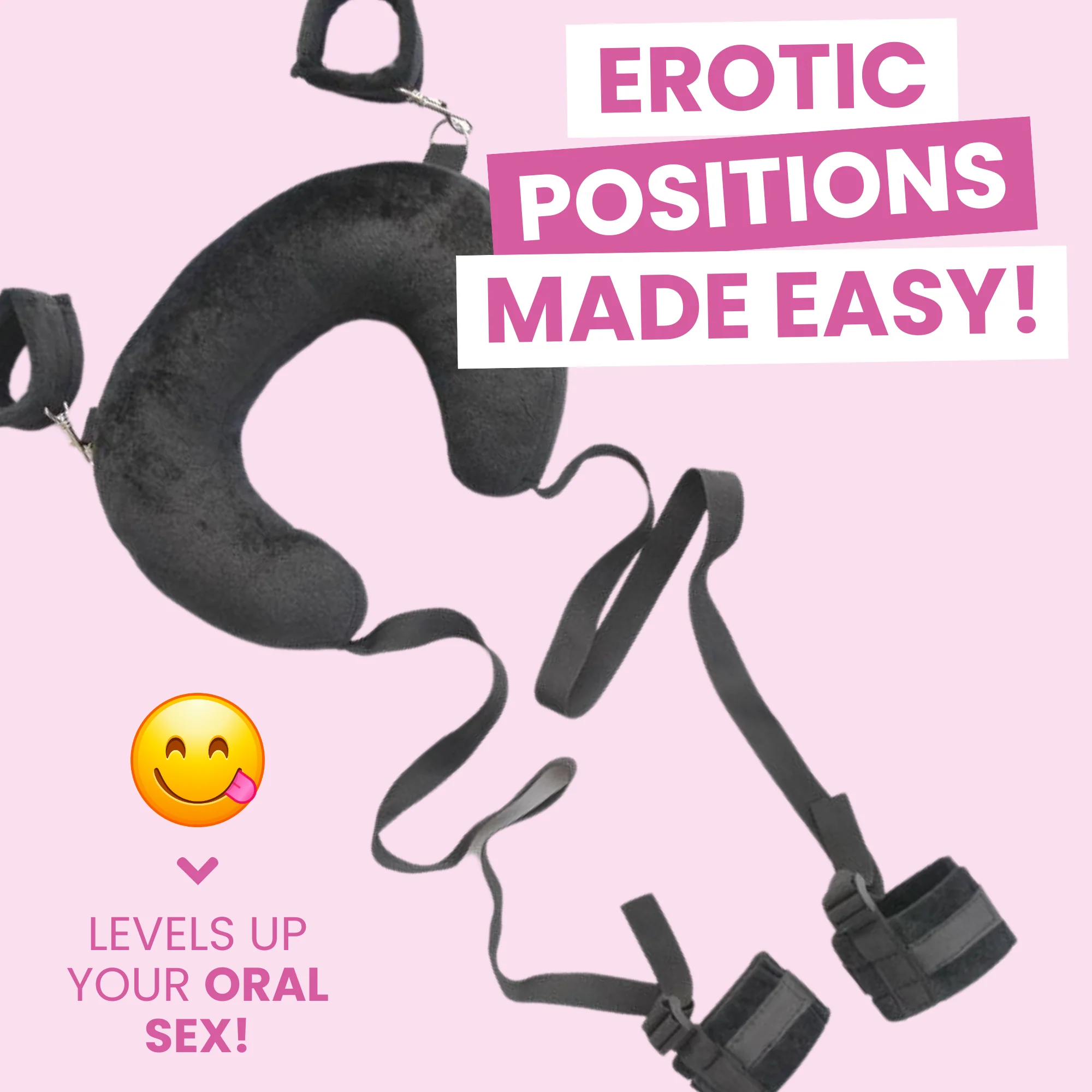 Sex Position Pillow With Wrist and Ankle Restraint Cuffs
