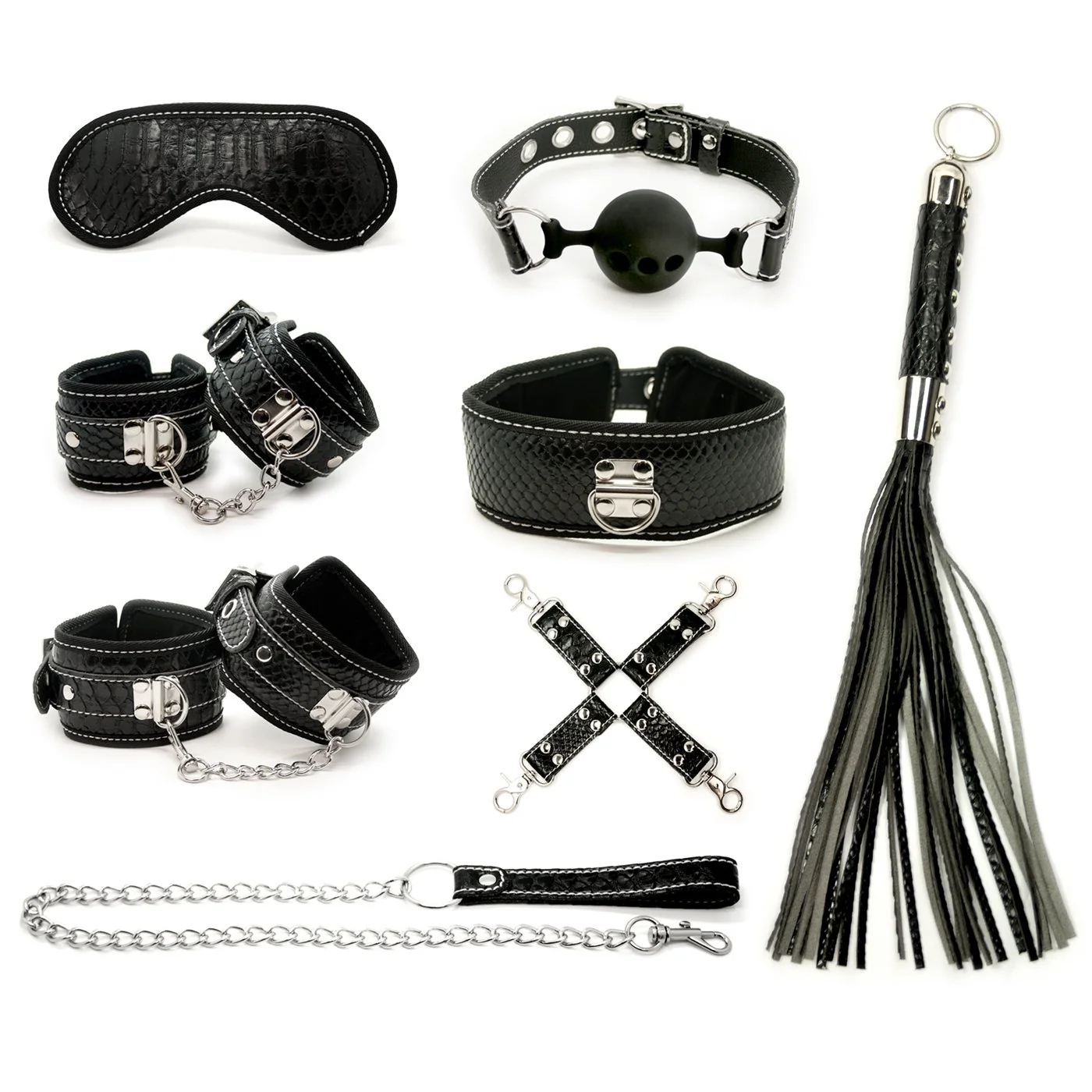 Dark Amour 8 Piece Faux Leather Hog Tie Bondage Kit