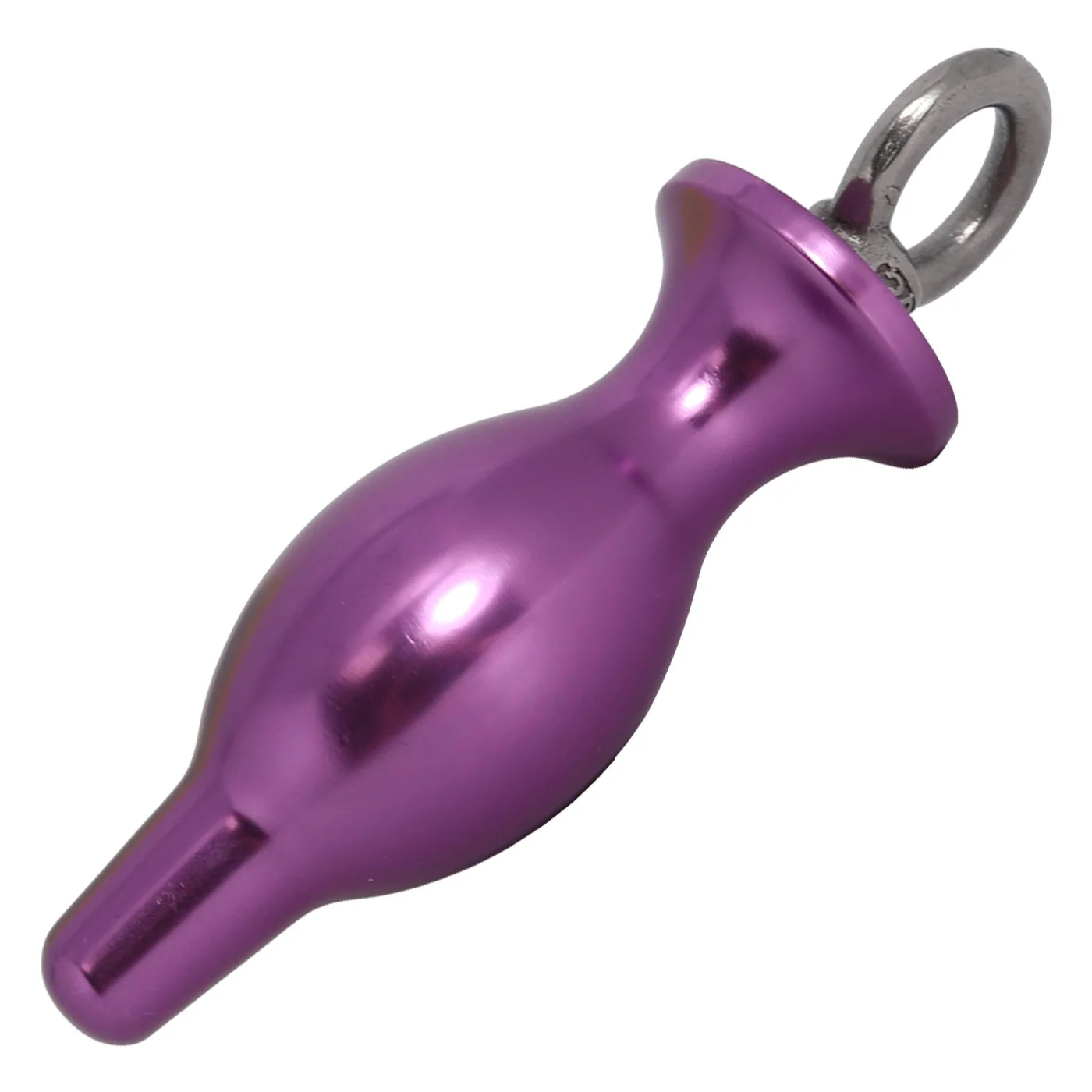 Weighted Metal Bulbed Anal Plug With Pull Ring