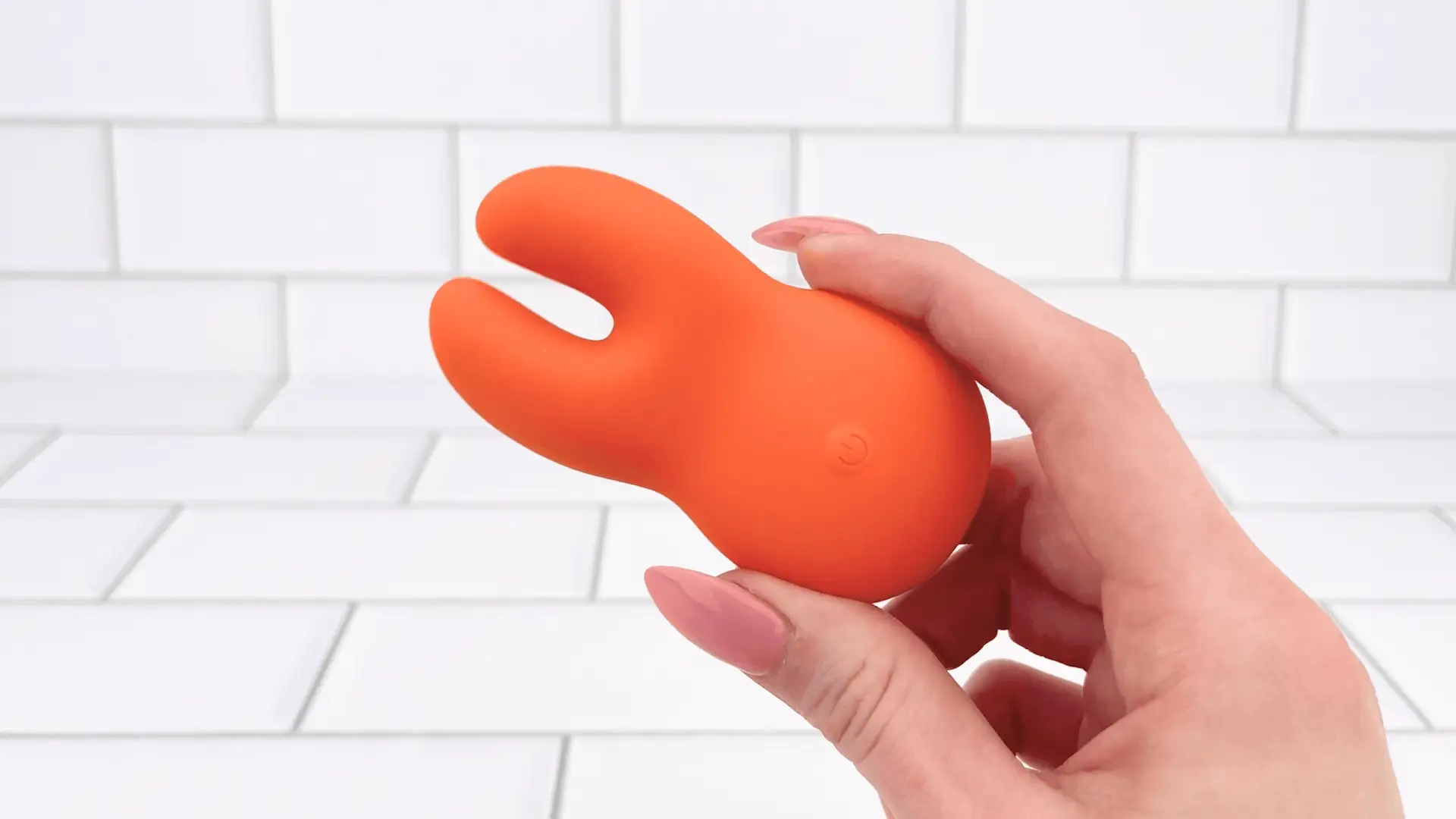 Clit-Encasing Vibrator with Two Flexible Prongs and Broad End