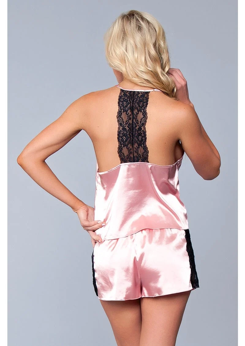 Jasmina Satin Cami and Short Set with Lace Trim