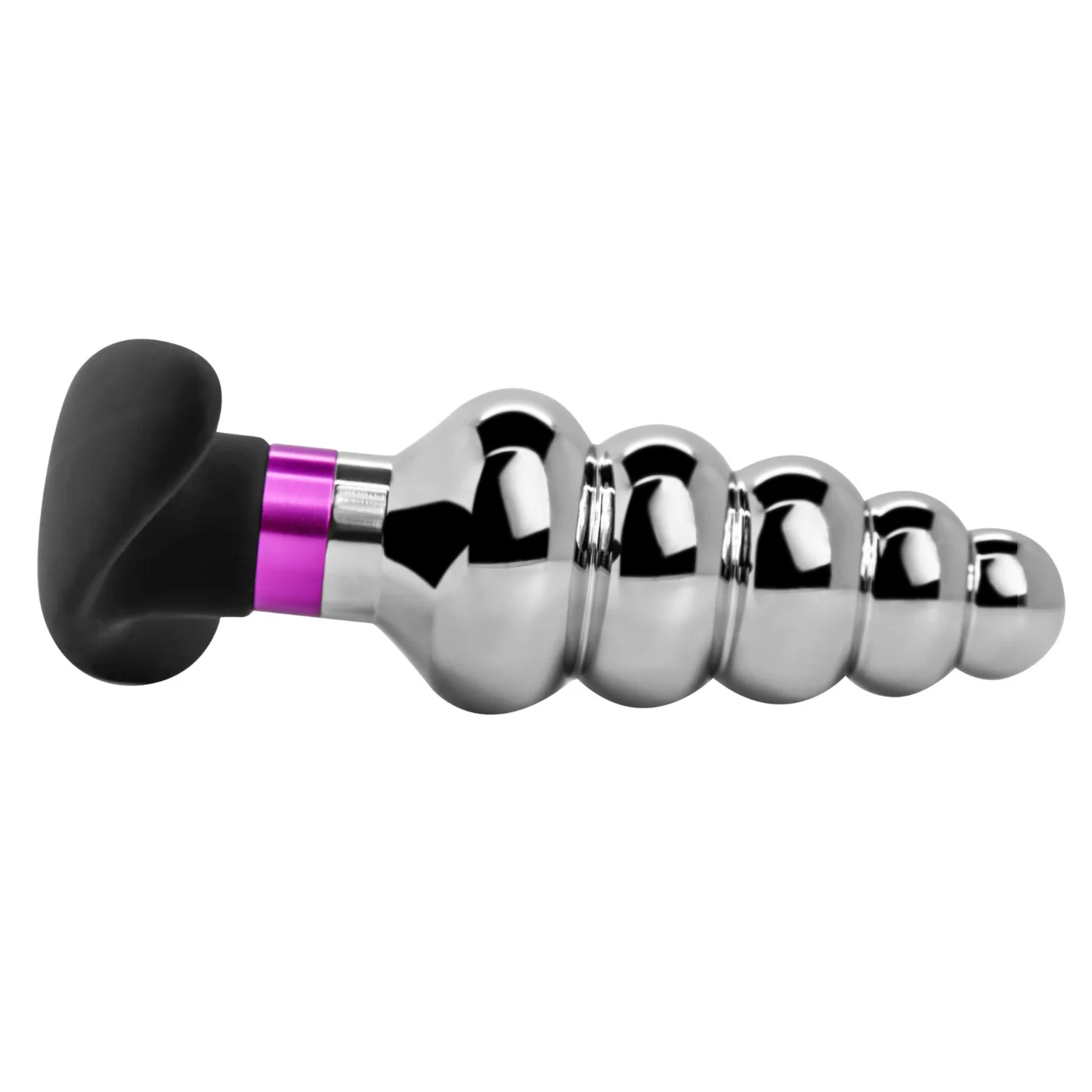 Rippled Metal Butt Plug With Flared Base