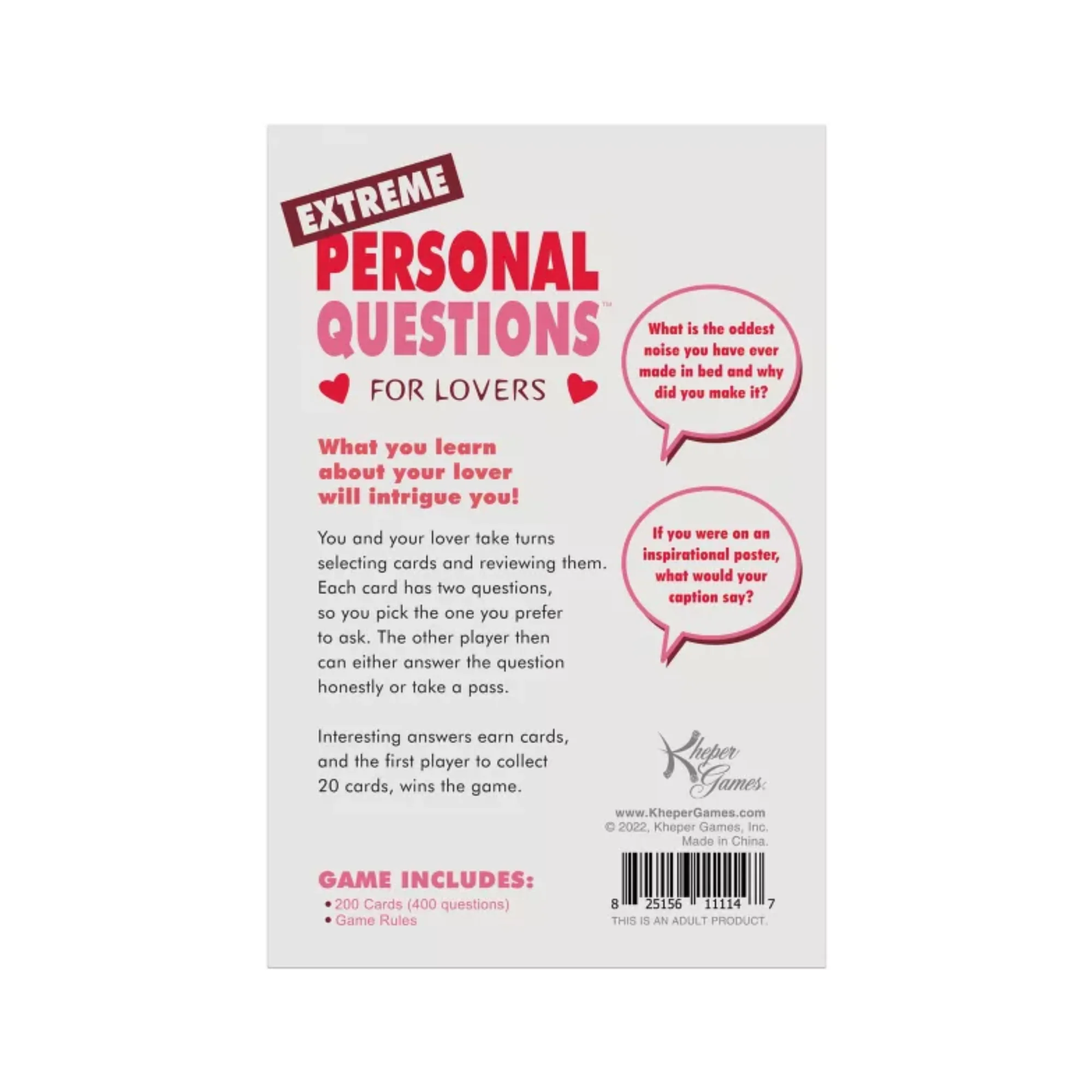 Extreme Personal Questions for Lovers Couples Card Game