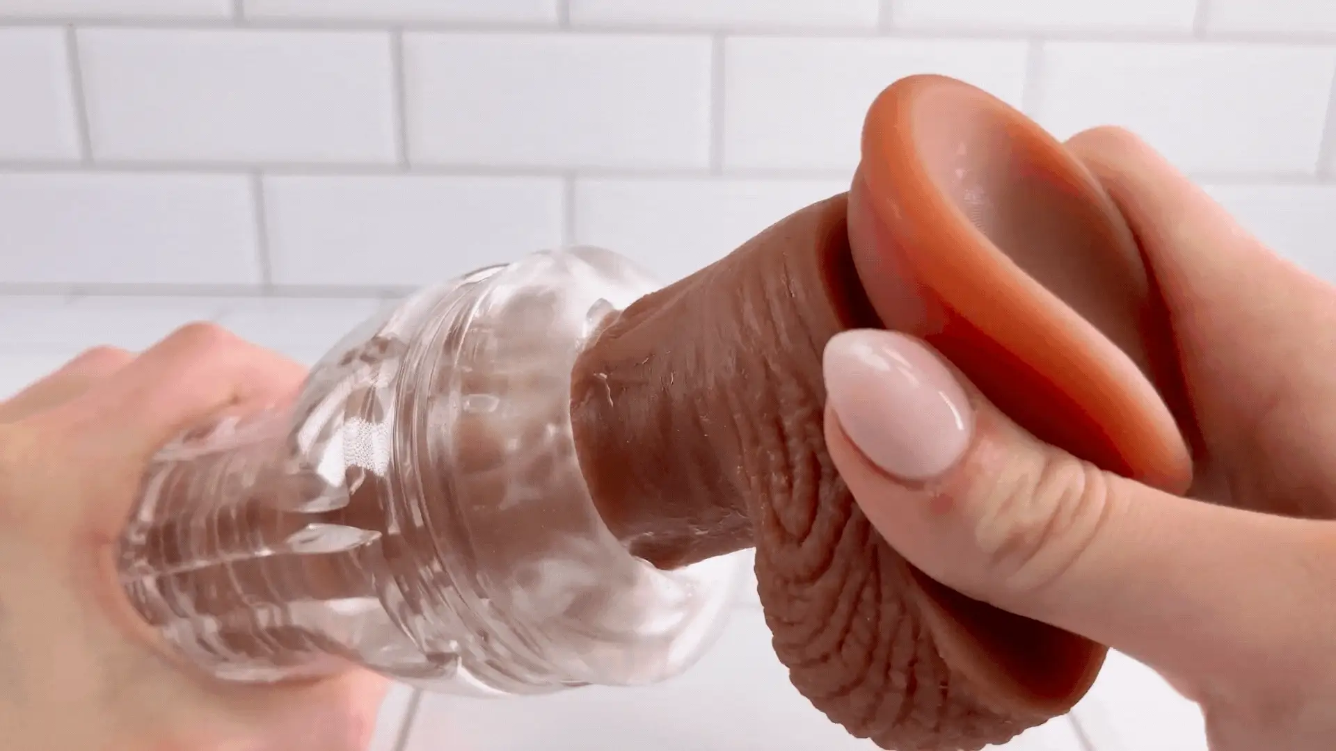 Clear Sucking Masturbator with Pleasure Nubs and Discreet Storage Cup