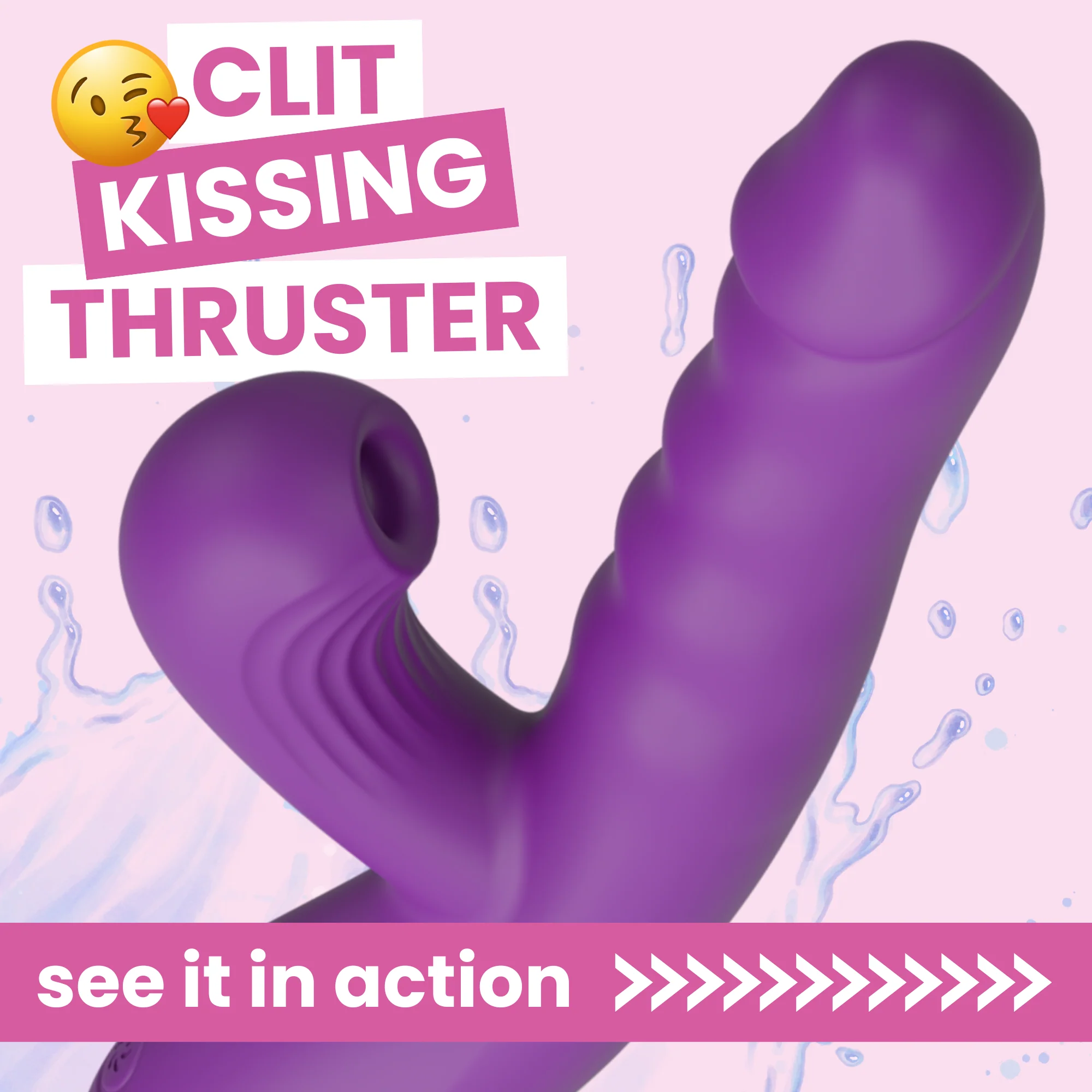 Suck and Thrust Dual Action Vibrator With Air Pulse and Thruster