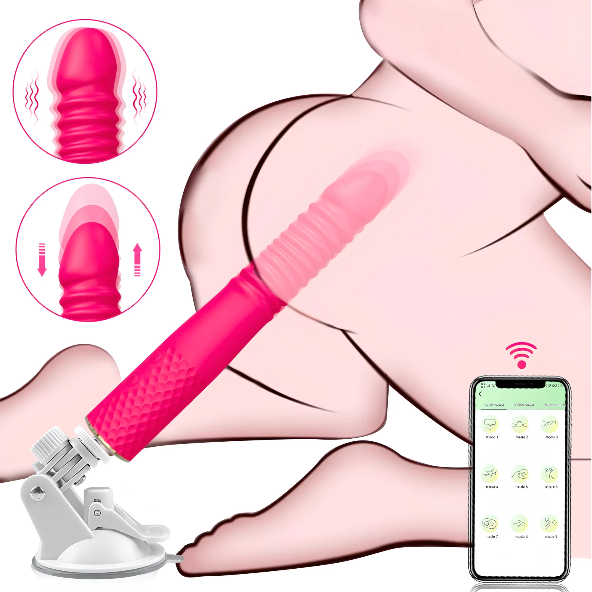 Thrusting and Vibrating Suction Cup Dildo - Easy, Deep, Hands-free O's!