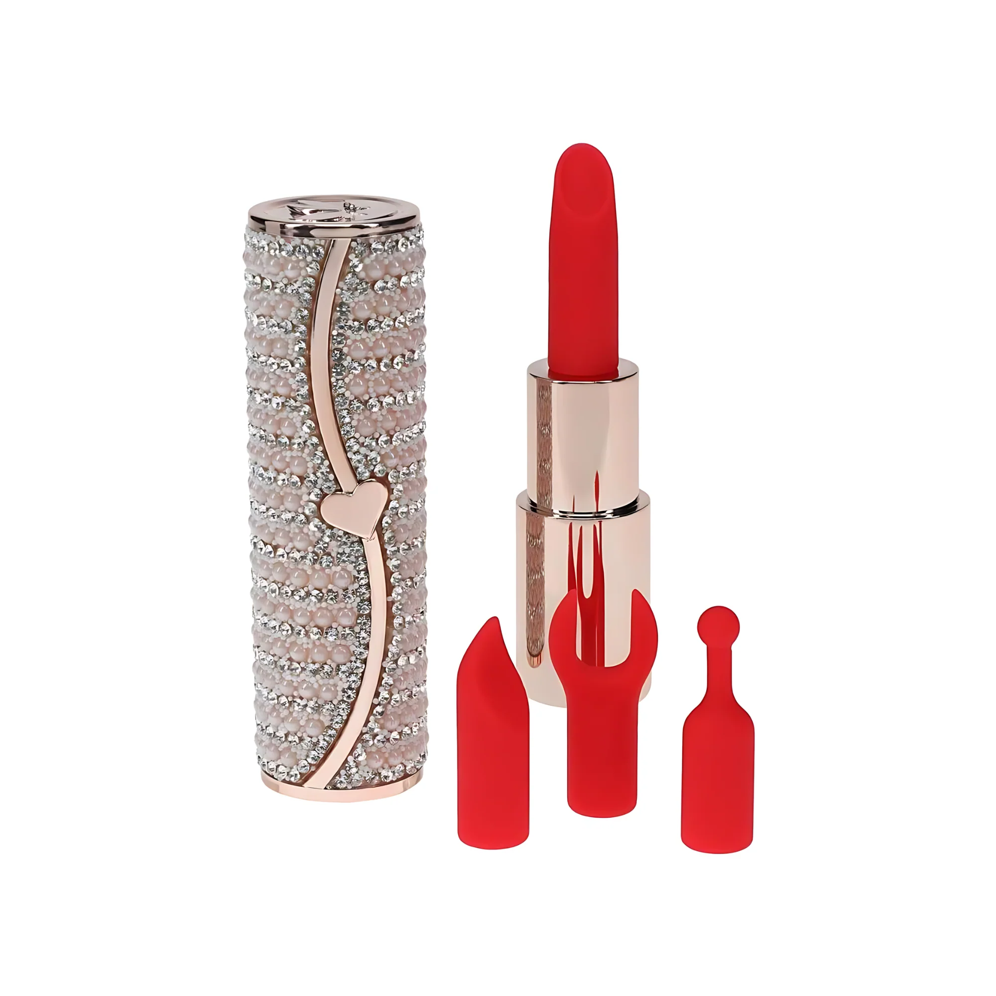 Loveline Rechargeable Lipstick Vibrator with Interchangeable Tips - Candy
