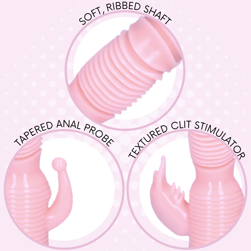 Rippled Triple Stimulating Power Vibrator for Clitoral, G-Spot and Anal Play