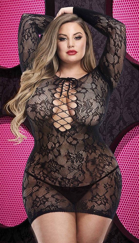 Lace Off The Shoulder Mini Dress with Criss-Cross Front Panel