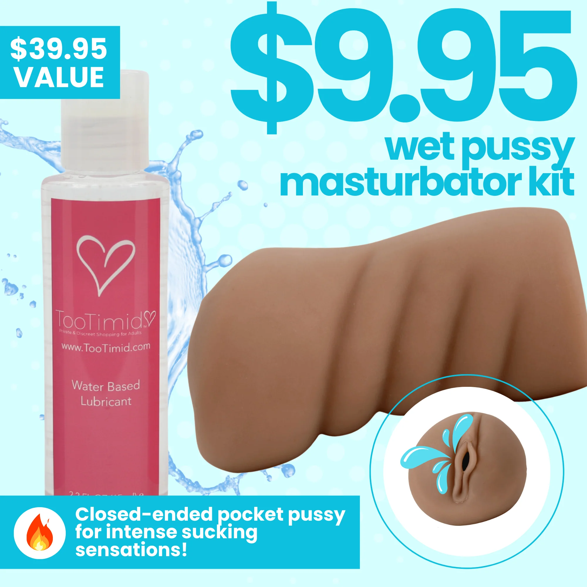 Wet Pussy Masturbator Kit with Realistic Vaginal Opening