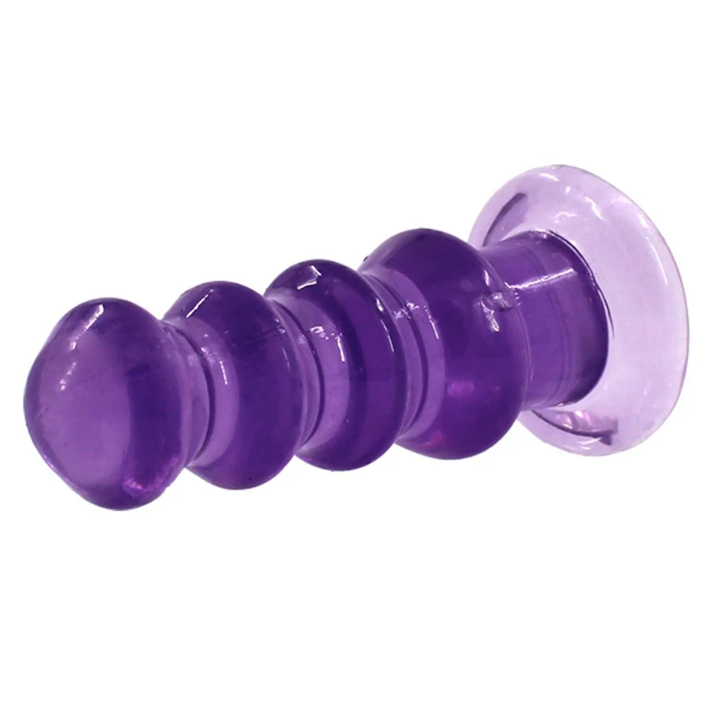 Rippled Anal Plug with Suction Cup Base and Flexible TPE Shaft